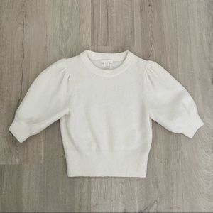 NWOT H&M puff sleeve fuzzy sweater white XS